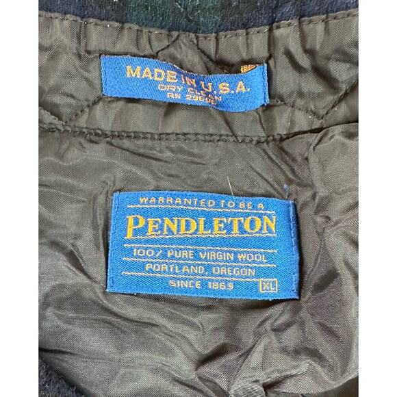 Pendleton Vintage Wool Elbow Patch Button Up Shirt Size XL Men’s Navy - Picture 3 of 7